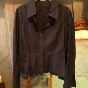 Black women’s shirt/Made in Italy, size 46/French cuffs/tapered waist